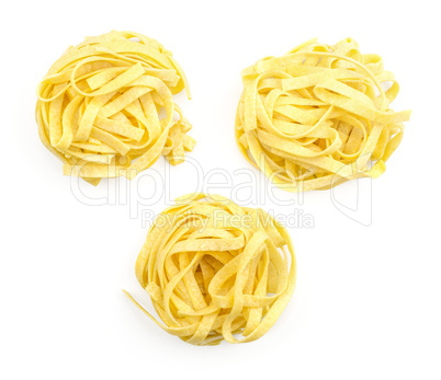 Raw fresh Fettuccine isolated on white