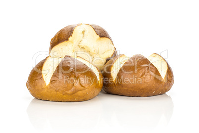 Fresh Bavarian bread bun isolated on white