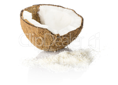 Fresh brown coconut isolated on white