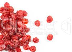 Dried red cherries isolated on white
