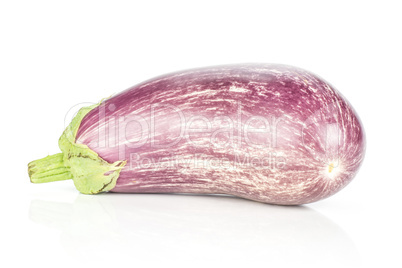 Fresh raw striped Eggplant isolated on white