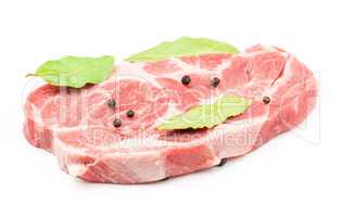 Raw pork meat isolated on white