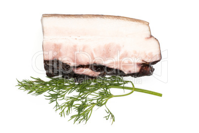 Fresh smoked english bacon isolated on white