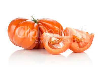 Fresh Raw Beef Tomato isolated on white