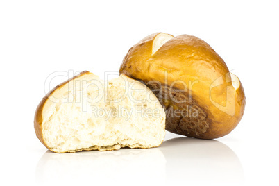 Fresh Bavarian bread bun isolated on white