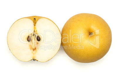 Fresh Nashi golden pear isolated on white