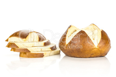 Fresh Bavarian bread bun isolated on white