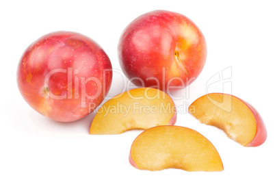 Fresh Red Plum isolated on white