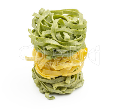 Raw fresh Fettuccine isolated on white