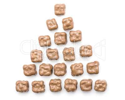 Coconut cubes isolated on white