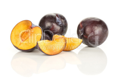 Red Blue Plums isolated on white