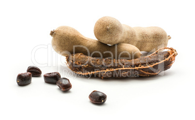 Tamarind fruit isolated on white