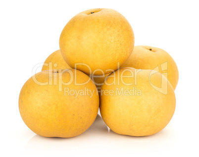 Fresh Nashi golden pear isolated on white