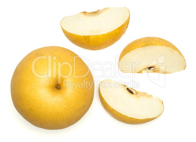 Fresh Nashi golden pear isolated on white