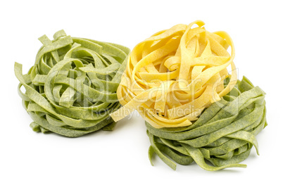 Raw fresh Fettuccine isolated on white