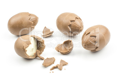 Chocolate eggs isolated on white