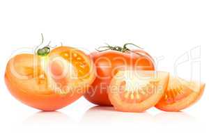 Fresh raw Tomato (La Parcela variety) isolated on white