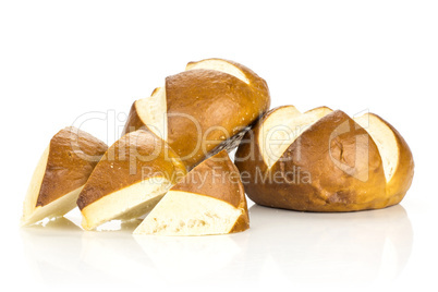 Fresh Bavarian bread bun isolated on white