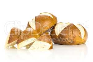 Fresh Bavarian bread bun isolated on white