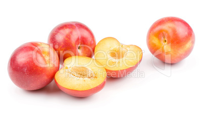 Fresh Red Plum isolated on white