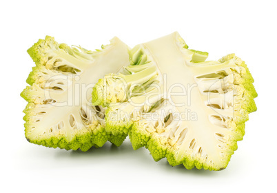 Fresh green romanesco cauliflower isolated on white