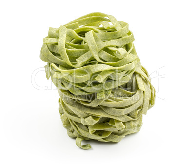 Raw fresh Fettuccine isolated on white