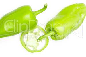 Fresh raw light green pepper isolated on white
