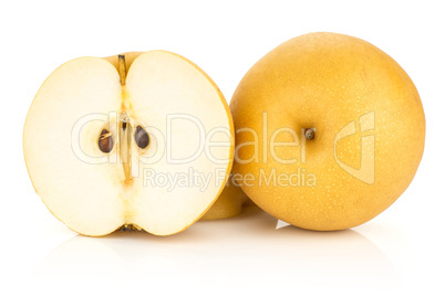 Fresh Nashi golden pear isolated on white