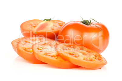 Fresh raw Tomato (La Parcela variety) isolated on white