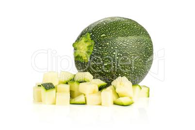 Fresh raw round Zucchini isolated on white