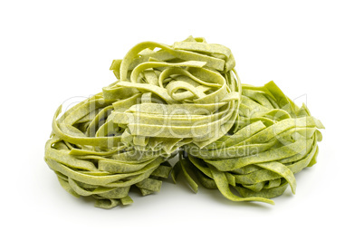 Raw fresh Fettuccine isolated on white