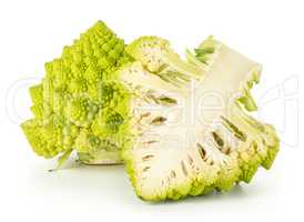 Fresh green romanesco cauliflower isolated on white