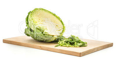 Fresh Savoy Cabbage isolated on white