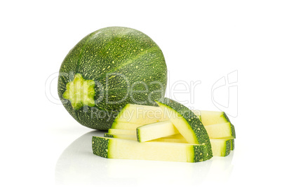 Fresh raw round Zucchini isolated on white