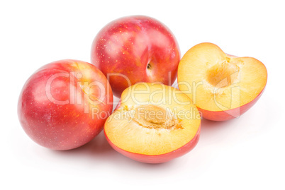 Fresh Red Plum isolated on white