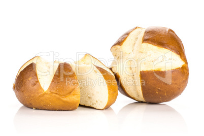 Fresh Bavarian bread bun isolated on white