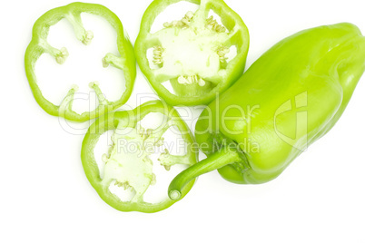 Fresh raw light green pepper isolated on white