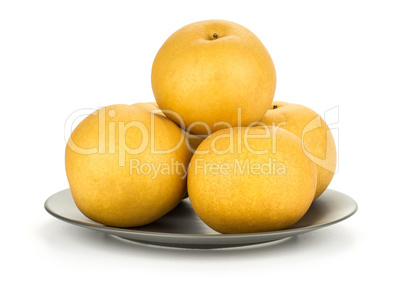 Fresh Nashi golden pear isolated on white