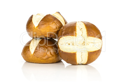 Fresh Bavarian bread bun isolated on white