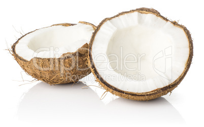 Fresh brown coconut isolated on white