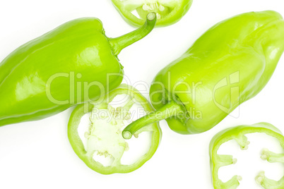 Fresh raw light green pepper isolated on white