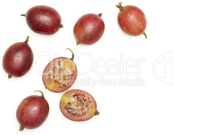 Fresh raw red gooseberry isolated on white