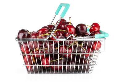 Fresh raw sweet red cherry isolated on white