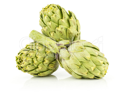 Fresh raw artichoke isolated on white