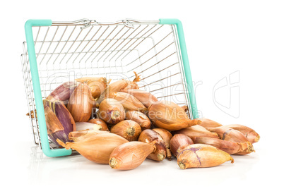 Fresh raw long shallot onion isolated on white