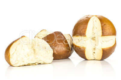 Fresh Bavarian bread bun isolated on white