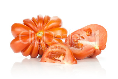 Fresh Raw Beef Tomato isolated on white