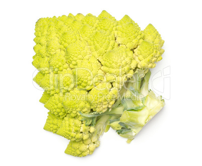 Fresh green romanesco cauliflower isolated on white