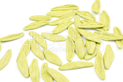 Fresh raw Foglie pasta isolated on white