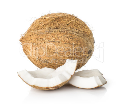 Fresh brown coconut isolated on white